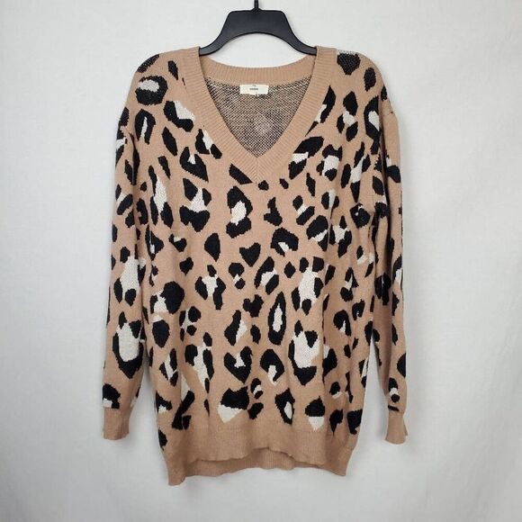 Entro SMALL Tan Animal Print Sweater - Picture 2 of 9